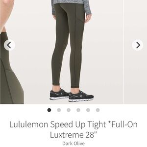 lululemon full on luxtreme speed up Dark Olive Leggings